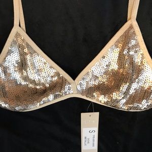 Chan Luu Sequin Dove Metallic bra